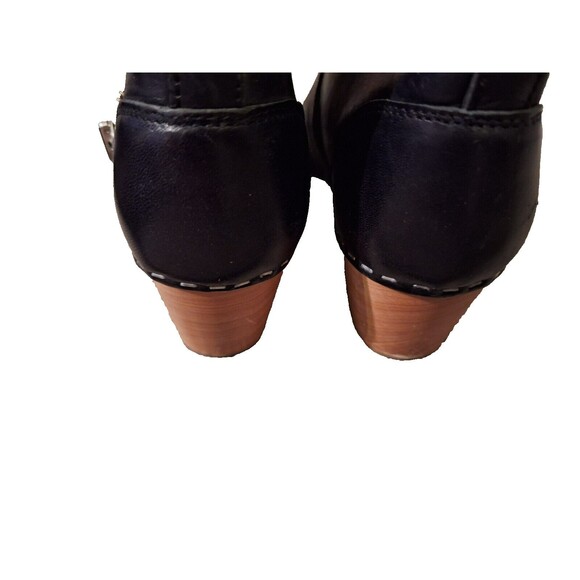 Womens‎ Swedish Hasbeens Zip It Emy Clog Bootie Wood Heel, Black leathe Sz 7.5 - Picture 9 of 9
